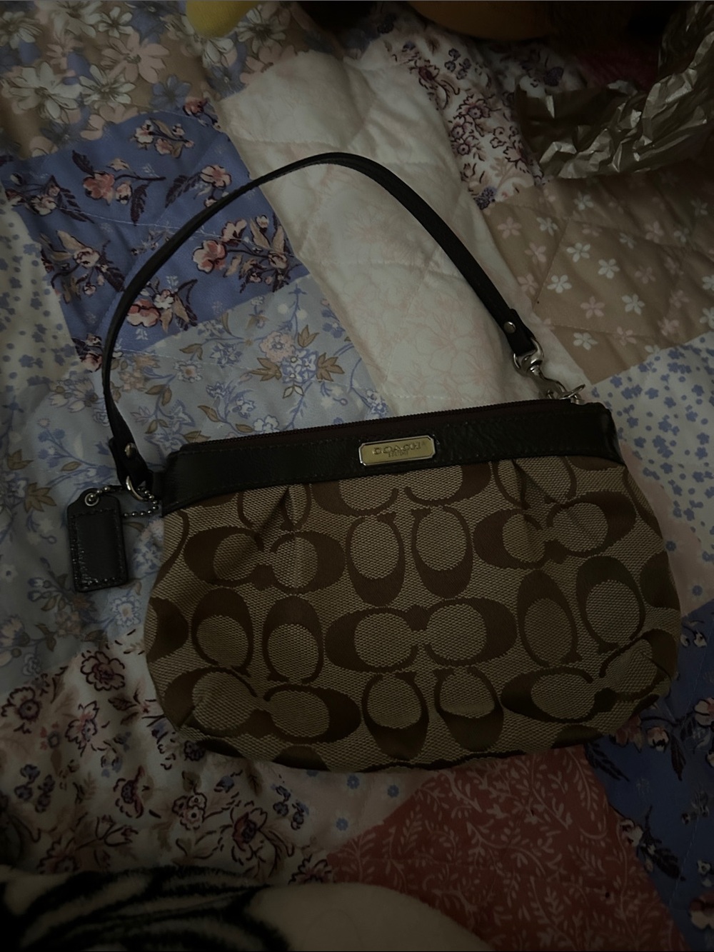 Coach Tan and Dark Brown Signature Canvas Shoulder Bag